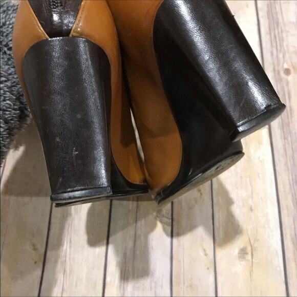 Stuart Weirzman Two Tone Color Block Brown Leather‎ Square Toe Boots Size 6 - Picture 4 of 7
